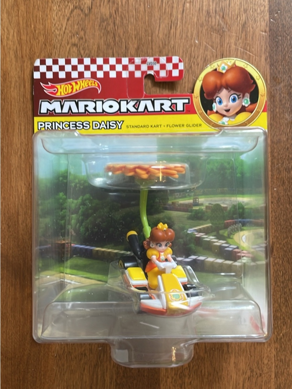 RARE Hot Wheels MarioKart Princess Daisy Yellow Standard Kart with Flower Glider